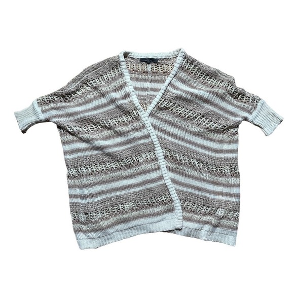 Renee's NYC brown/cream open front knit cardigan sweater. Women's XS/S - Picture 4 of 8